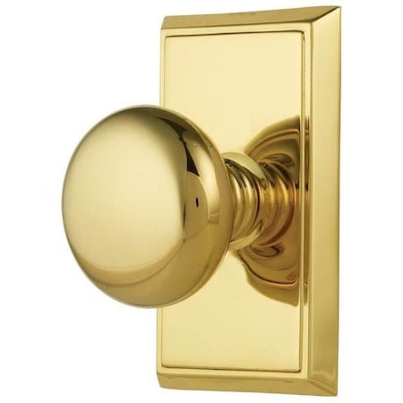 Emtek Providence Knob 2-3/8 in Backset Passage w/Rectangular Rose for 1-1/4 in to 2 in Door Polished Brass 8121PUS3